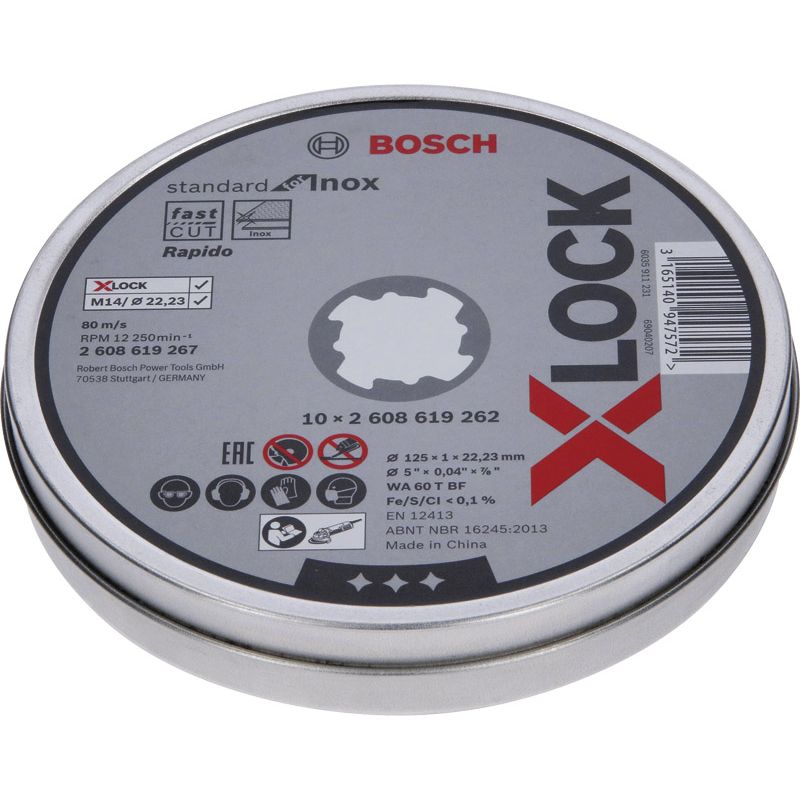 Bosch X-Lock Trennscheiben VE 10 125x1mm Standard for Inox gerade Produktbild BIGDET L