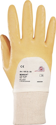Handschuhe Größe 10 curry  Monsun 105 BW-Trikot m.Nitril EN 388 Kategorie II Produktbild BIGPIC L