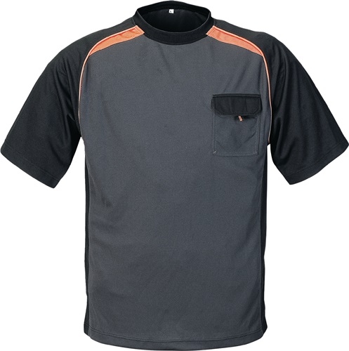 Herren-T-Shirt L grau/sw/orange 50%PES/50%CoolDry Rundhals Produktbild BIGPIC L