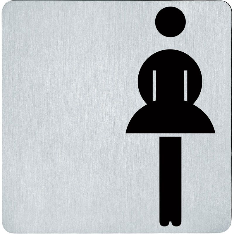 Hinweiszeichen Toilette Damen Edelstahl fein matt Produktbild BIGPIC L