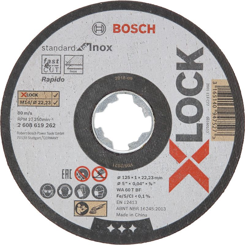 Bosch X-Lock Trennscheiben VE 10 125x1mm Standard for Inox gerade Produktbild BIGPIC L