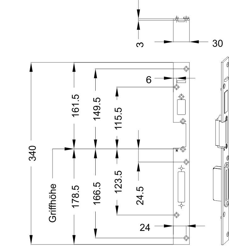 WINKHAUS T-SB FRA F3001 AVM9 SKG Fallen-Riegel-Schließblech mit Ausgleichstück Produktbild BIGSKZ L