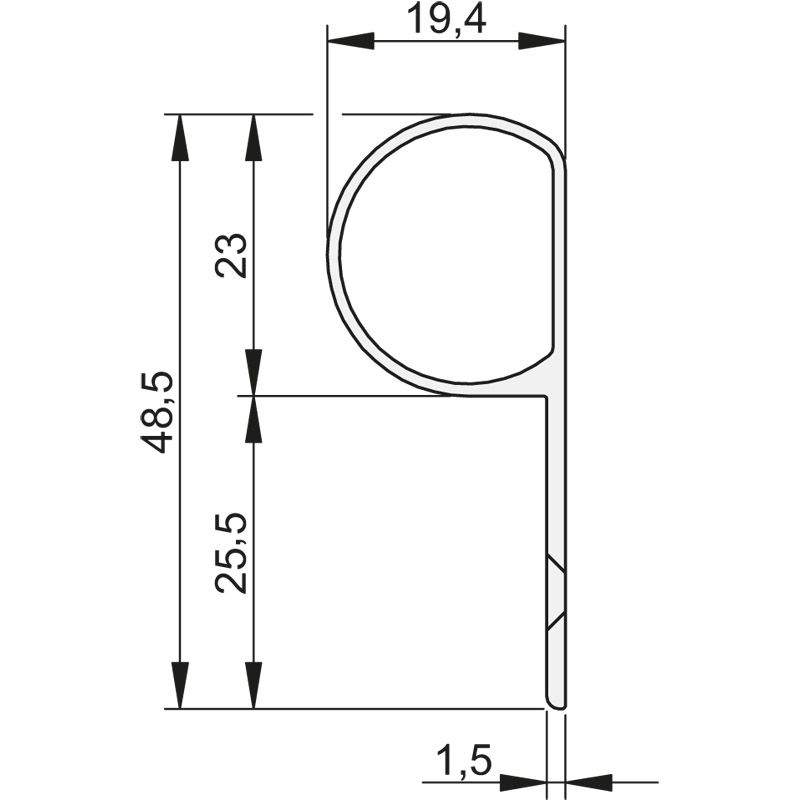 ATHMER Schutzprofil BD+-23 für stumpfe Holztüren mit verstellbaren Aufnahmeelementen Produktbild BIGSKZ L