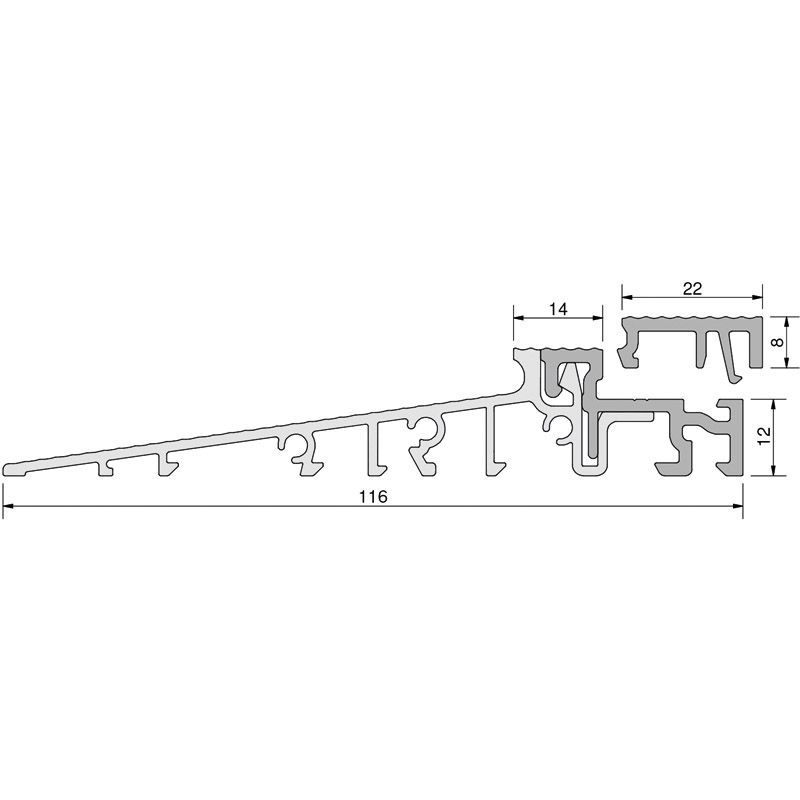 GKG Türschwelle 116 mm TS511612-FL mit loser Schließblechleiste 22 mm Produktbild BIGSKZ L