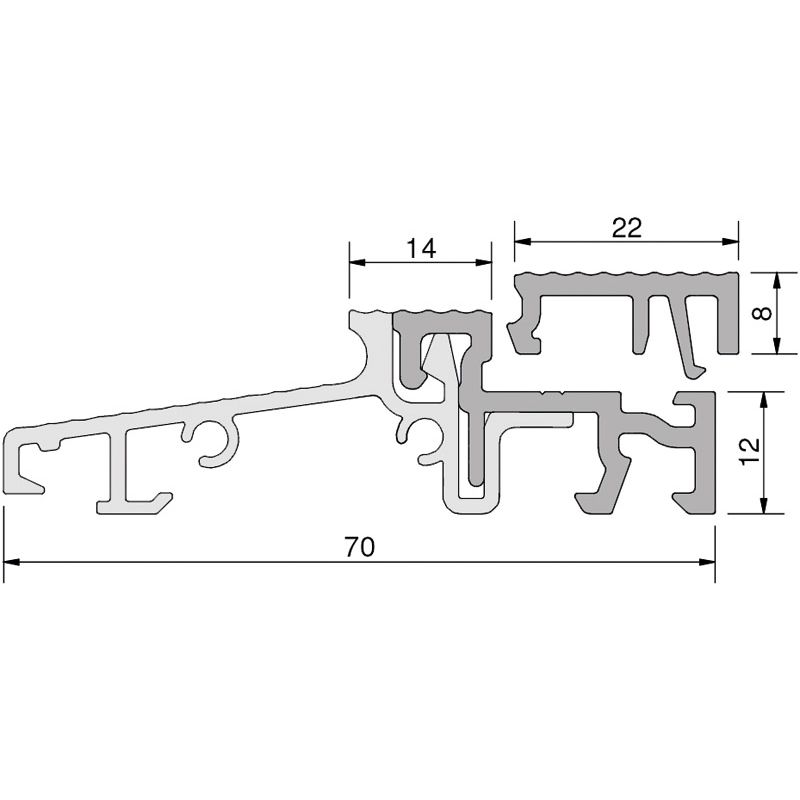 Türschwelle TS57032-FL 70 mm ohne Wärembrücke EV1/grau mit Schutzfolie, mit loser Füllleiste Produktbild BIGSKZ L