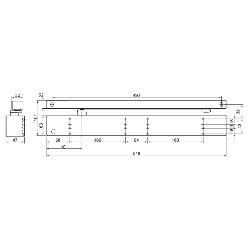DORMAKABA Türschliesser TS 97 FL XEA - Gleitschienen-Türschließer mit Freilauffunktion Produktbild BIGSKZ L