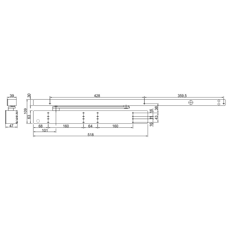 DORMAKABA Türschliesser TS 97 FLR-K XEA - Gleitschienen-Türschließer mit Freilauffunktion Produktbild BIGSKZ L