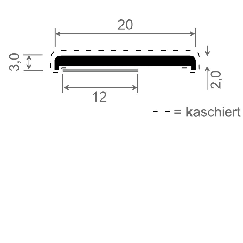 Flachprofil 20x3/2 mm SK Lg. 6,00 mfoliert70 1605-097 ANTHRAZITGRAU GLATT 2 [56] Produktbild BIGSKZ L