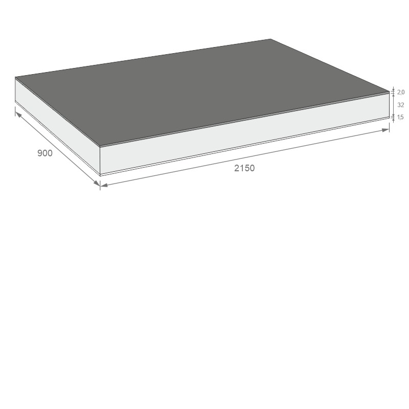 greenteQ Sandwichplatte mit XPS Kern, einseitig PVC und einseitig HPL mit Dekor Hornschuch Anthrazitgrau  436-5003 (CC) mit der Stärke 35,5 mm und der Produktbild BIGSKZ L