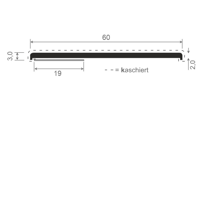 Flachprofil 60x3/2 mm SK Lg. 6,00 mfoliert436 1016 ALUX GRAUALUMINIUM [102] Produktbild BIGSKZ L