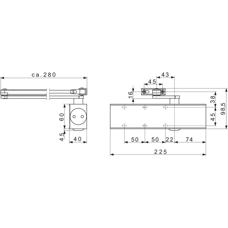 DORMAKABA Normalgestänge mit Flachhebel zu TS 72/TS73 V/TS 83 Produktbild BIGSKZ L