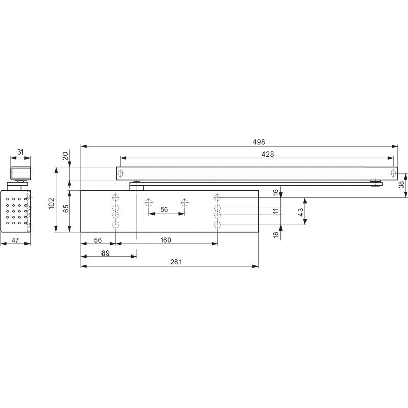 DORMAKABA Schließkörper TS 92 B im Contur Design ohne Gleitschiene Produktbild BIGSKZ L