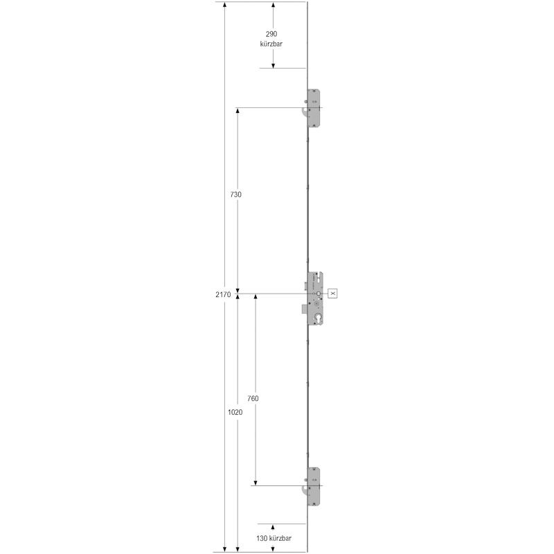 KFV Mehrfachverriegelung U30/65 AS2750 mit Falle, Schwenkhaken und angeschrägter Softlockfalle Produktbild BIGSKZ L