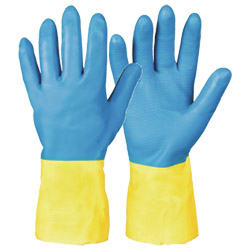 Chemikalienhandschuhe Größe 8 blau/gelb  Kenora EN 388, EN 374 Kategorie III Produktbild
