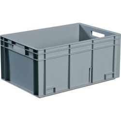 Transportstapelbehälter L600xB400xH220mm PROMAT  grau PP Durchfassgriff Seitenwände geschlossen Produktbild