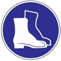 Gebotszeichen *Fußschutz tragen* blau-weiß Produktbild