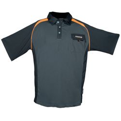 Herrenpoloshirt Gr.XL grau/sw/orange 50%PES/50%CoolDry Produktbild