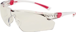 Schutzbrille EN 166, EN 170 UNIVET 506 UP Bügel weiß rosa, Scheibe klar PC Produktbild