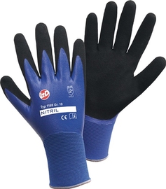 Handschuhe Größe 9 blau/schwarz  Nitril Aqua Nylon mit doppelter Nitril EN 388 Kategorie II Produktbild