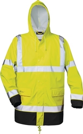 Warnschutz PU Regenjacke Größe XXL  Manfred gelb/schwarz PU auf PES-Trägermaterial Produktbild