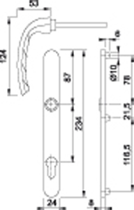 HOPPE Schmalrahmengarnitur schmales Schild TOKYO *1710RH/303N* Produktbild BIGSKZ L