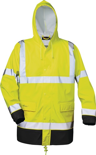 Warnschutz PU Regenjacke Größe M  Manfred gelb/schwarz PU auf PES-Trägermaterial Produktbild BIGPIC L