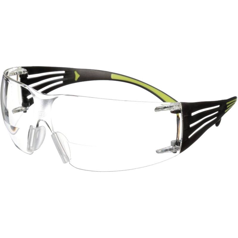 3M Schutzbrille Reader SecureFit-SF400 EN Bügel schwarz grün, Scheibe klar Polycarbonat Produktbild BIGPIC L