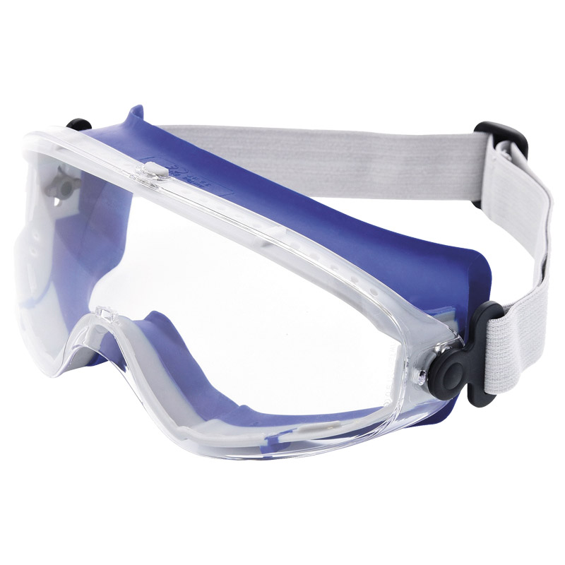 PROMAT Vollsichtschutzbrille DAYLIGHT TOP EN Rahmen blau, Scheibe klar Polycarbonat Produktbild BIGPIC L