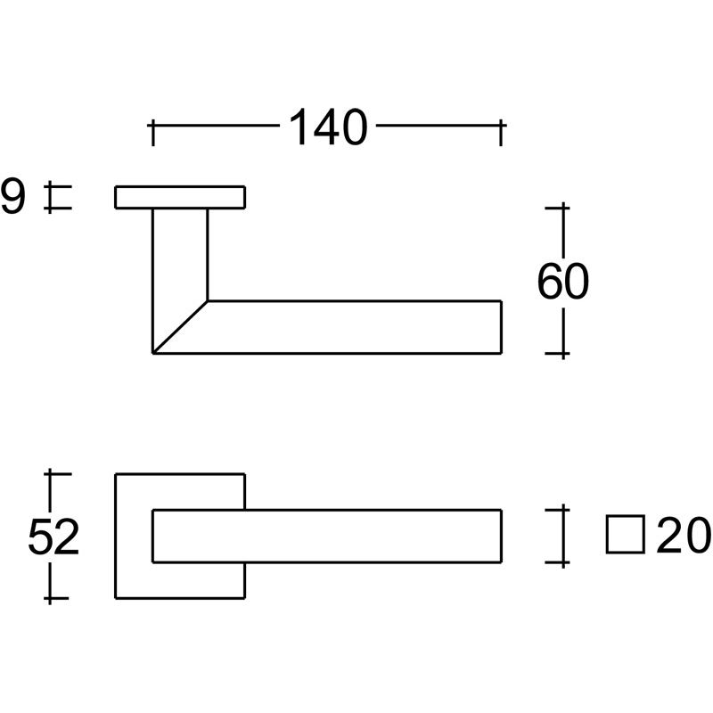 Drückerlochteil auf quadratischer Rosette LT 420.40.9 Produktbild BIGSKZ L