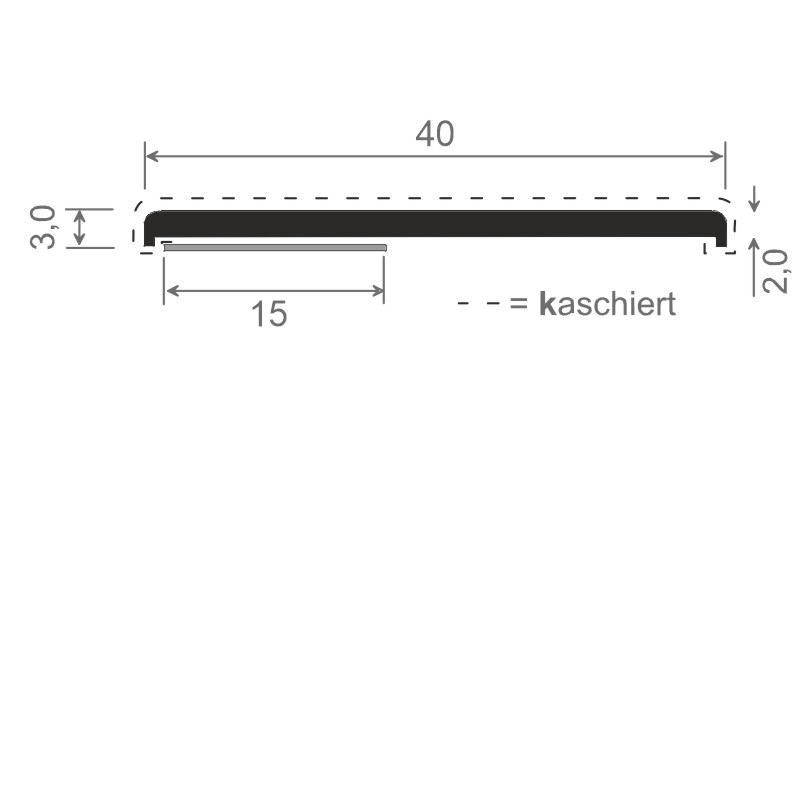 Flachprofil 40x3/2 mm SK Lg. 6,00 mfoliert49229 SLATE GREY FINESSE [87] Produktbild BIGSKZ L