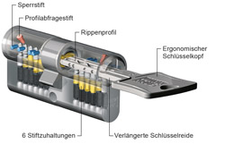 WINKHAUS Profildoppelzylinder mit Sicherungskarte keyTec ON-tra 51 Produktbild BIGDET L