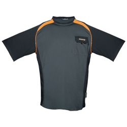 Herren-T-Shirt M grau/sw/orange 50%PES/50%CoolDry Rundhals Produktbild