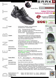 Sicherheitsschuh Größe 44 schwarz BAAK Harris Glattleder S3 SRC ESD EN ISO 20345 Produktbild